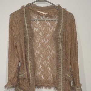 Women's Tan Lace Cardigan Size Medium Brand a'reve